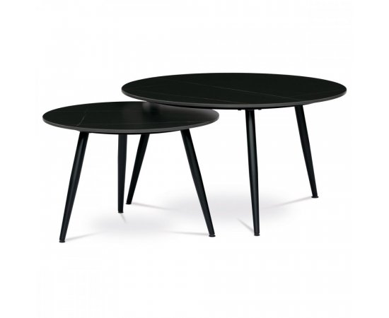 AUTRONIC AHG-403 BK Sada 2 konferenčních stolů o80cm a o60cm, černá keramická deska, černé kovové nohy