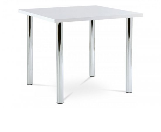 AUTRONIC AT-1913B WT jedálenský stôl 90x90cm, vysoký lesk biely, chróm