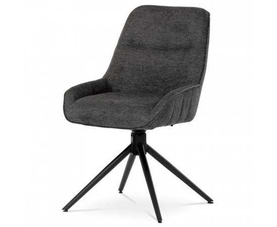 AUTRONIC HC-535 GREY2 Židle jídelní a konferenční, tmavě šedá látka, černé kovové nohy,  otočná P90°+ L 90° s vratným mechanismem - funkce res