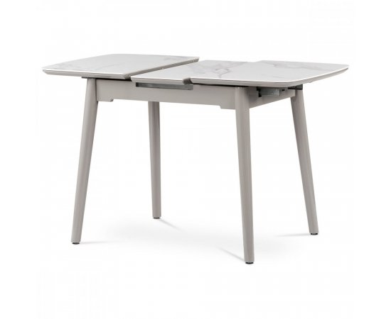 AUTRONIC HT-400M WT Jedálenský stôl 90+25x70 cm, keramická doska biely mramor, masív, sivý vysoký lesk