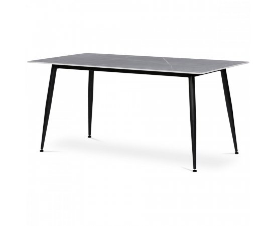 AUTRONIC HT-406M GREY Stůl jídelní 160x90x76 cm, deska slinutý kámen v imitaci matného mramoru, černé kovové nohy
