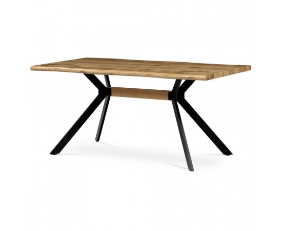 AUTRONIC HT-863 OAK Jedálenský stôl, 160x90x76 cm, MDF doska, 3D dekor divoký dub, kov, čierny lak