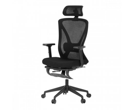 AUTRONIC KA-S257 BK Židle kancelářská, černá MESH, plastový kříž, opěrka nohou, posuvný sedák, 2D područky