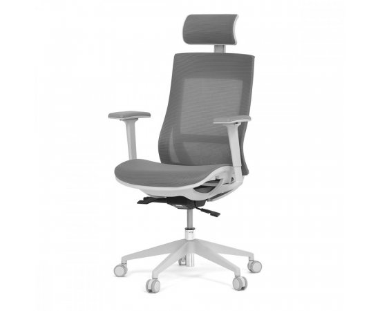 AUTRONIC KA-W004 GREY Kancelářská židle, šedá látka, plastový kříž, 3D područky, kolečka pro tvrdé podlahy
