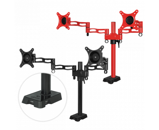 ARCTIC Z2 red - dual monitor arm with USB Hub inte