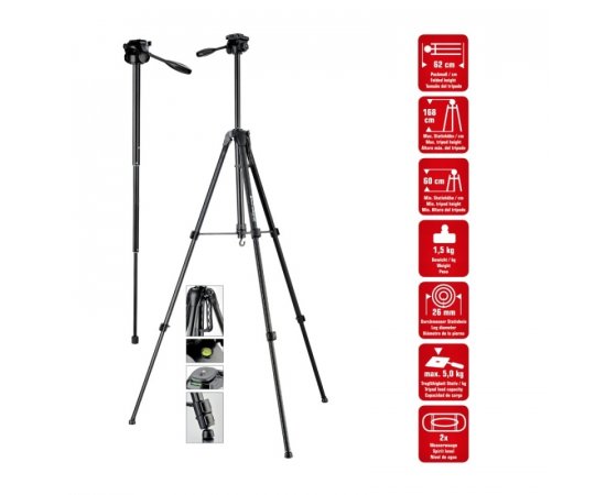 Braun LW 168S stativ (62-168cm, 1500 g, 3-směrná hlava, max.5kg, monopod)