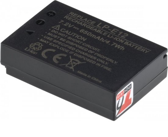 Baterie T6 power Canon LP-E12, 650mAh, 4,7Wh, černá
