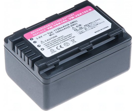 Baterie T6 power Panasonic VW-VBK180, VW-VBL090, 1720mAh, 6,2Wh, černá