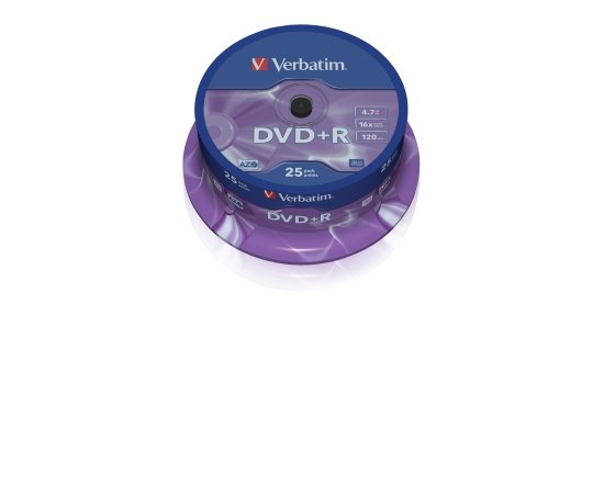 VERBATIM DVD+R(25-Pack)Spindl/MattSlvr/16x/4.7GB