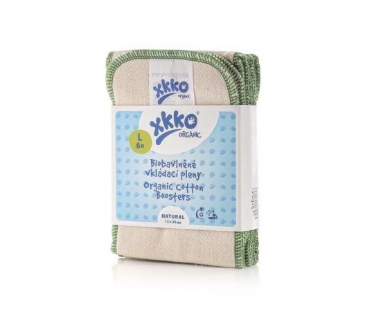 XKKO Organic Twill - Natural, Vkladacie plienky, veľkosť L (6ks)