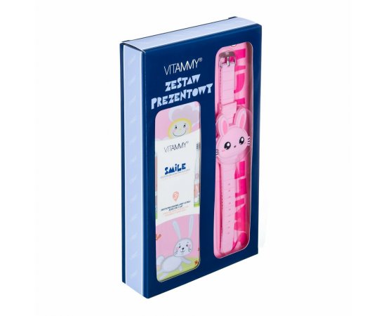 VITAMMY SMILE detská sonická zubná kefka, zajko + Vitammy Smile Watch, ružové