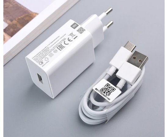 Xiaomi MDY-11-EP USB 22,5W Cestovní Nabíječka + USB-C Datový Kabel White (Bulk)