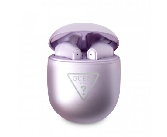 Guess True Wireless Triangle Logo BT5.2 Stereo Earphones Glossy Purple