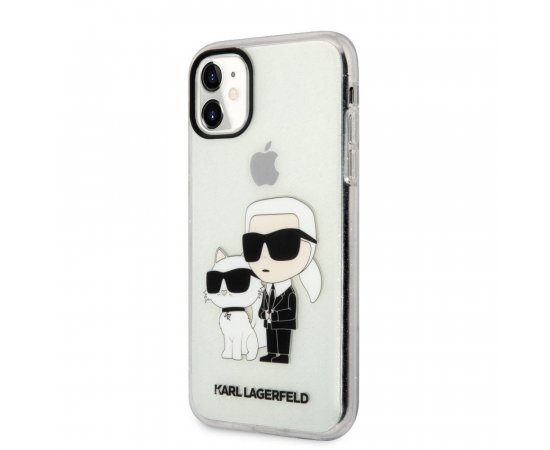 Karl Lagerfeld IML Glitter Karl and Choupette NFT Zadní Kryt pro iPhone 11 Transparent