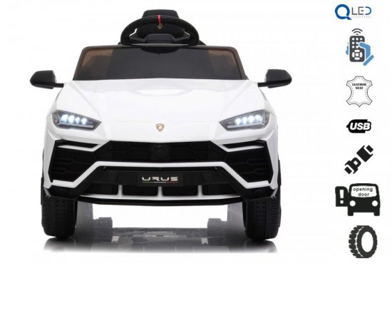 Elektrické autíčko Lamborghini Urus, 12V, 2,4 GHz diaľkové ovládanie, USB / SD Vstup, odpruženie, otváracie dvere, mäkké EVA kolesá, 2 X MOTOR, Biele, ORIGINAL licencia