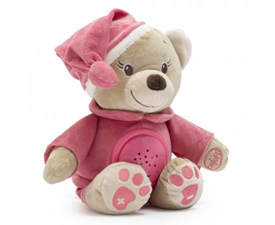 Plyšový zaspávačik medvedík s projektorom Baby Mix ružový