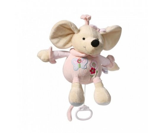 Plyšová hračka s hracím strojčekom Baby Ono Myška ružová 31cm