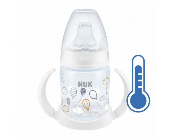 Dojčenská fľaša na učenie NUK s kontrolou teploty 150 ml biela