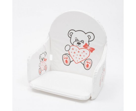 Vložka do drevených jedálenských stoličiek typu New Baby Victory biela medvedík a srdiečko
