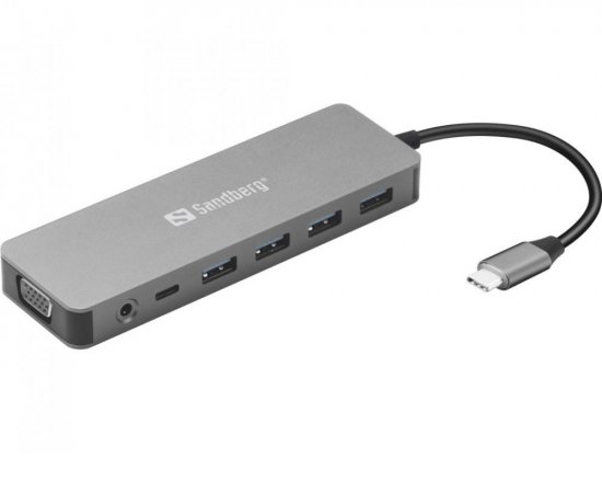 Sandberg USB-C Travel Dock, cestovní dokovací stanice13-v-1 , USB port, HDMI, VGA,Ethernet port...