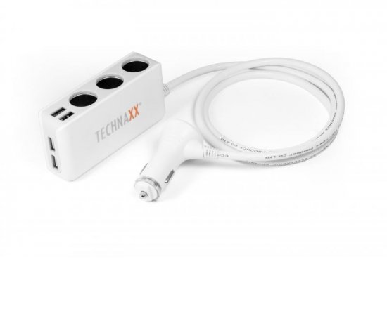 Technaxx nabíječka do auta, 4x USB port, 3x zásuvka (TE11)