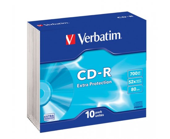 CD-R Verbatim DL 700MB (80min) 52x Extra Protection slim, 10ks/pack