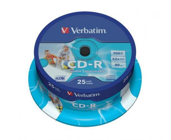 CD-R Verbatim DLP 700MB (80min) 52x Printable 25-cake