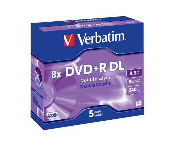 DVD+R Verbatim 8,5 GB (240min) DL 8x jewel box, 5ks/pack