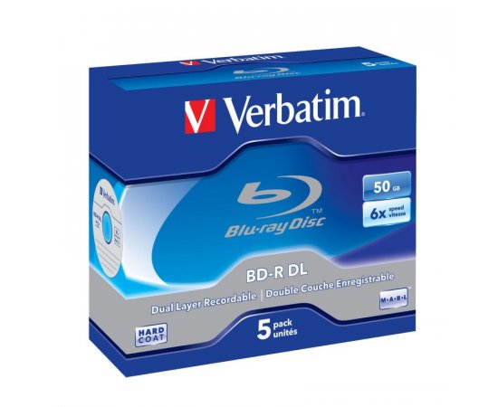Blu-ray BD-R DL Verbatim 50GB 6x jewel box, 5ks/pack