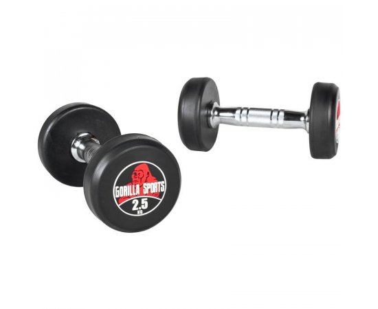 Gorilla Sports set jednoručných liatinových činiek 5 kg(2x2,5kg)