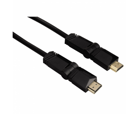 Hama HDMI kábel vidlica - vidlica, otočné vidlice (2 osi), pozlátený, 3*, 3 m