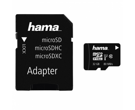 Hama microSDHC 32 GB Class 10 UHS-I 80 MB/s + Adapter/Mobile