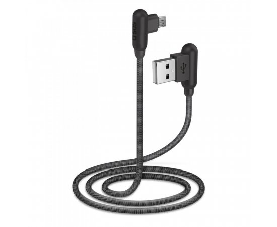 SBS - Kábe,l USB/Micro-USB s kovovými konektormi 90°, dĺžka 1 m, čierna