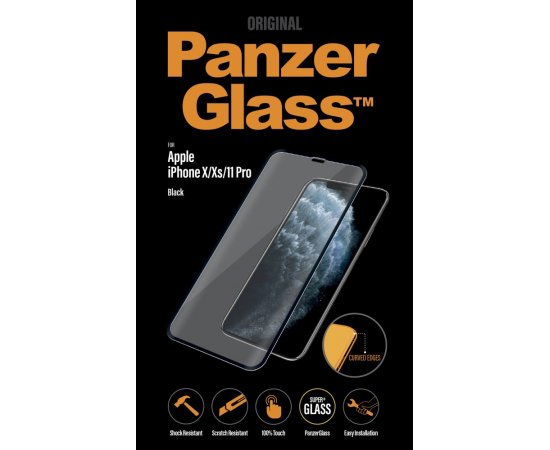 PanzerGlass - Tvrdené sklo Curved Edges pre iPhone 11 Pro/Xs/X, čierna