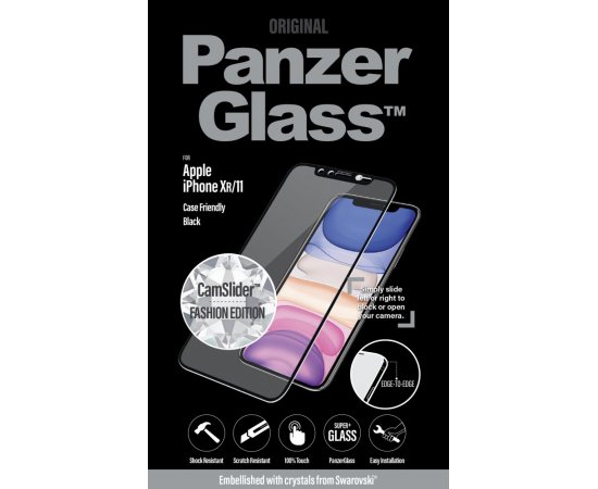 PanzerGlass - Tvrdené sklo Case Friendly CamSlider Swarovski pre iPhone 11/XR, čierna