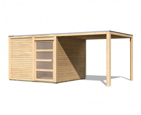 drevený domček KARIBU QUBIC 2 + prístavok 266 cm (88528) natur LG2480