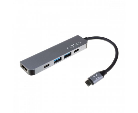 FIXED FIXHU-MN-GR 5-PORTOVY HLINIKOVY USB-C HUB MINI PRE NOTEBOOKY A TABLETY, SIVY