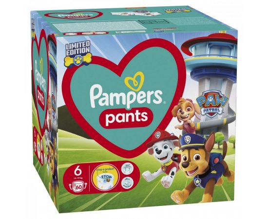 PAMPERS PANTS PAW PATROL S6 60KS (14-19KG) CASHBACK AŽ 40 EUR