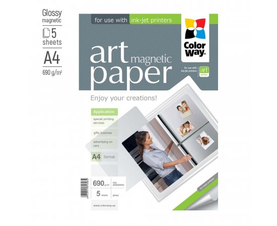 COLORWAY FOTOPAPIER CW ART LESKLY MAGNETICKY 690G/M2,5KS,A4 (PGA690005MA4)