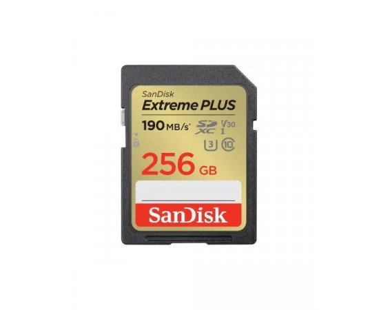 SANDISK EXTREME PLUS 256 GB SDXC MEM. CARD 190 MB/S &amp; 130 MB/S, UHS-I, CLASS 10, U3, V30