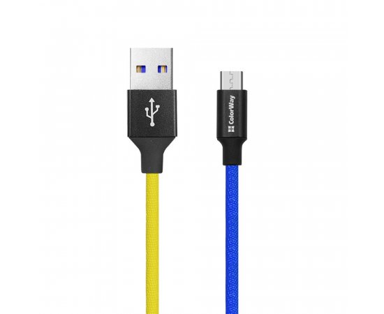 COLORWAY KABEL USB MICROUSB, NATIONAL, 2.4A 1M, MODRO-ZLTY (CW-CBUM052-BLY)
