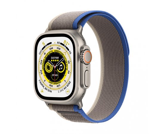 APPLE WATCH ULTRA 49MM TITANIUM BLUE/GRAY TRAIL LOOP S/M MNHL3CS/A