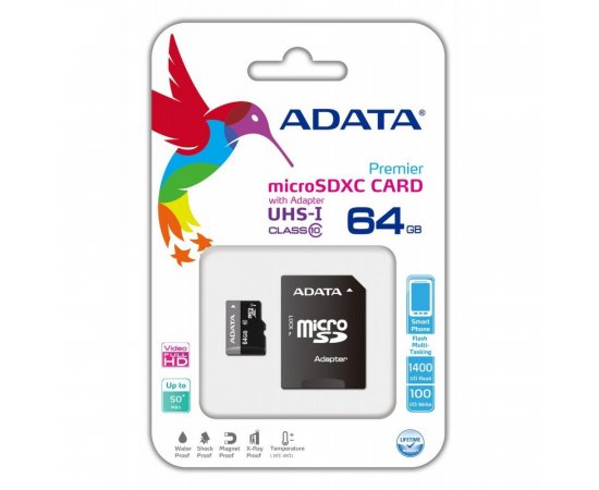 A-DATA MICRO SDXC KARTA 64GB CLASS10+ADAPTER