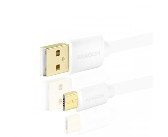 AXAGON BUMM-AM02QW, HQ KABEL MICRO USB TO USB A, DATA A NABIJANIE 2A, WHITE, 0.2 M