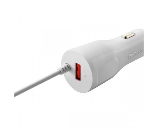 CANYON CNE-CCA033W, UNIVERZALNA AUTONABIJACKA, 1X USB, VYSTUP 5V/2,4A, SMART IC, INTEGROVANY KABEL L