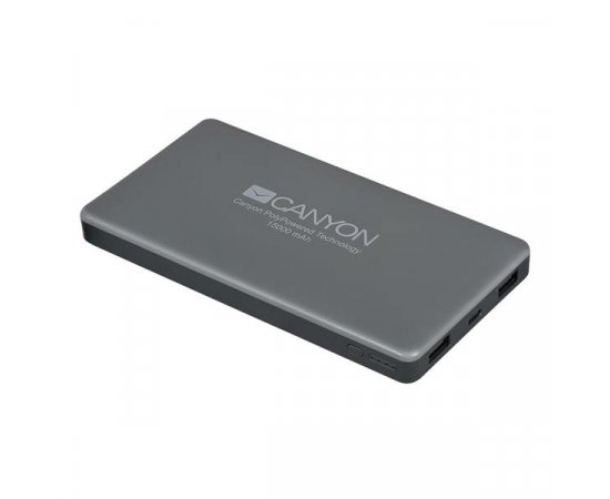 CANYON CNS-TPBP15DG POWERBANK, ULTRATENKA POLYMEROVA, 15.000 MAH, SEDA