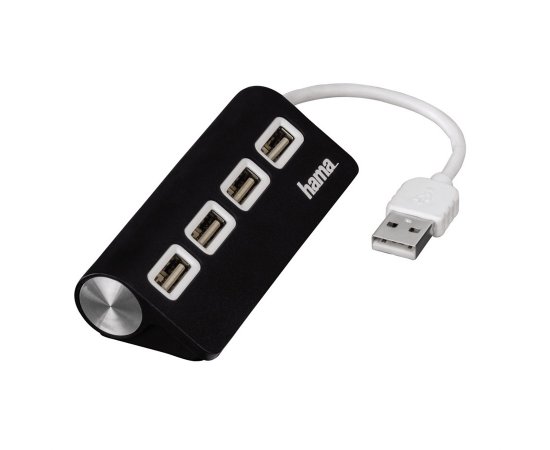 HAMA 12177 USB 2.0 HUB 1:4, NAPAJANIE USB, CIERNY