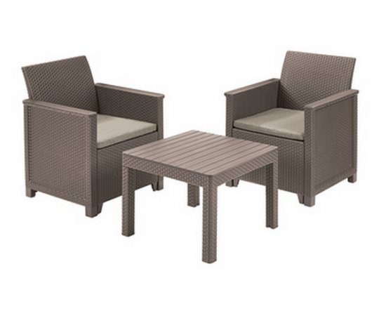 KETER /246122/ EMA BALCONY SET SMOOTH ARMS WITH VLASSIC TABLE (CHICAGO TABLE) CAPPCCINO SAND