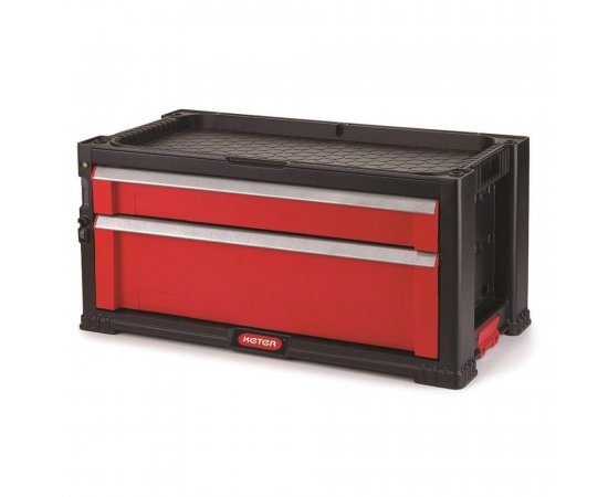 KETER /237790/ 2 DRAWERS TOOL CHEST BLACK/RED