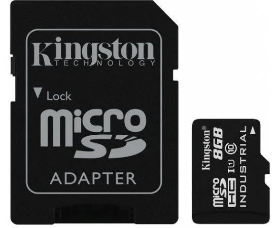 KINGSTON 8GB MICROSDHC UHS-I CLASS 10 INDUSTRIAL TEMP CARD+SD ADAPTER, SDCIT/8GB